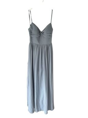 Azazie Slate Blue Spaghetti formal Strap Maxi Dress spring/summer wedding guest